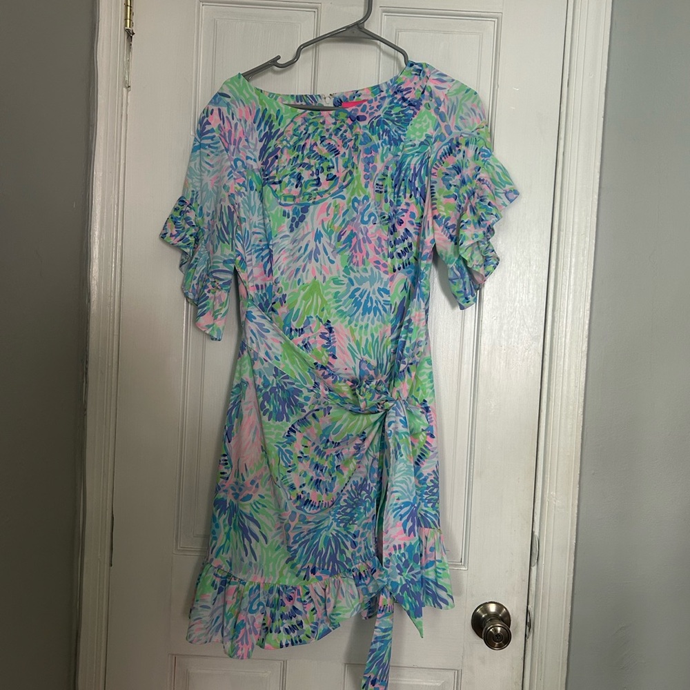 Floral Ruffle Sleeve Dress - Multicolor - Picture 1 of 4